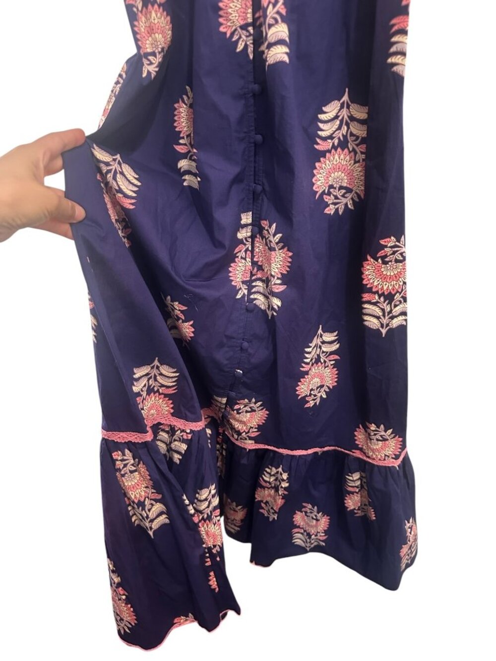 SONMER Peasant Magnolia Maxi Dress Small Womens Purple Ballon Sleeves Smocked - Picture 7 of 16